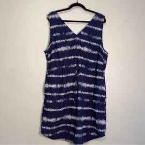 Eddie Bauer Blue & White Tie-Dye Sleeveless Beach Dress, Swimsuit Coverup. Sz XL